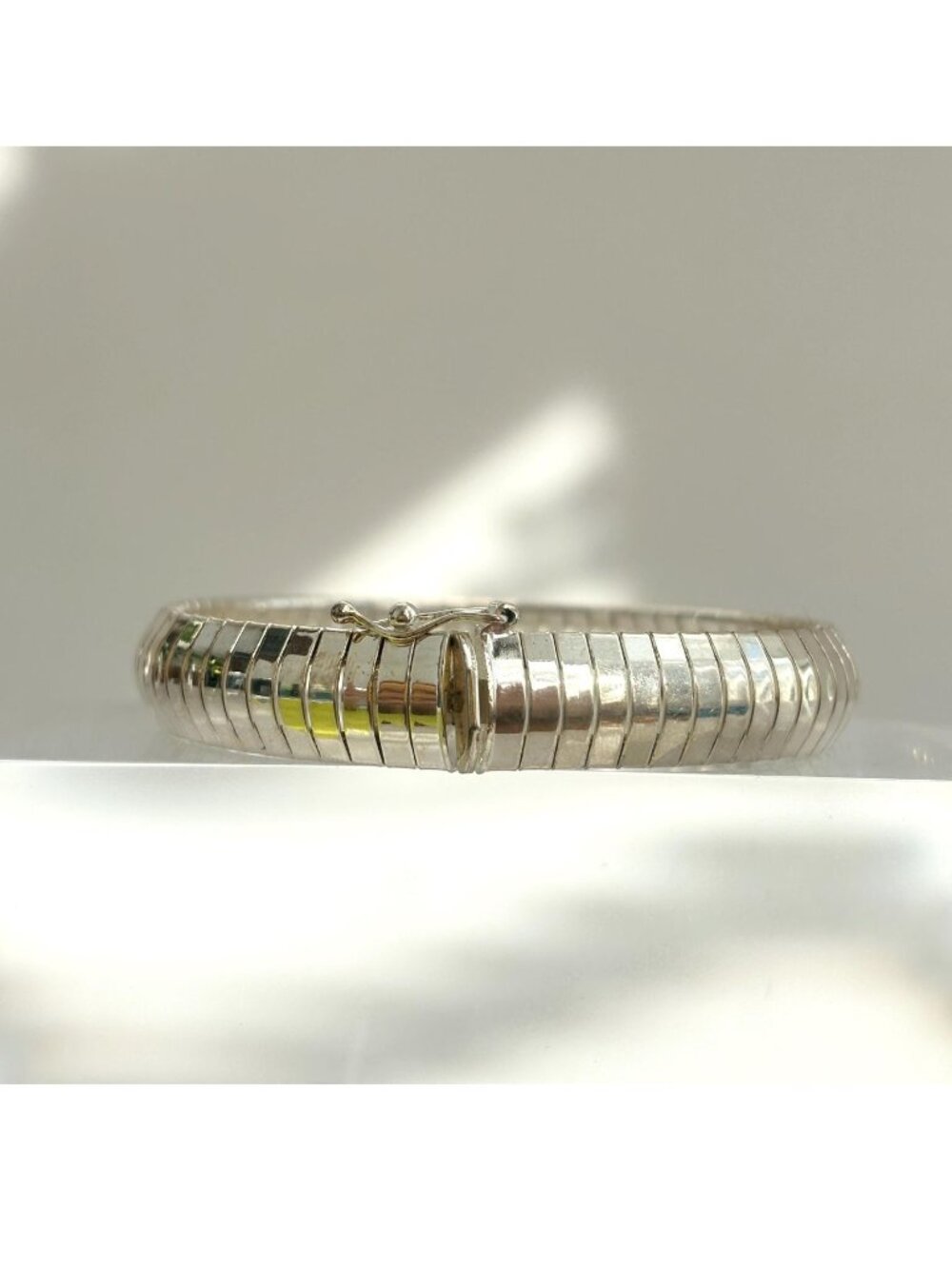 Milor Italian Mirror Finished Folded Vintage Sterling Silver 925 Chunky Bracelet